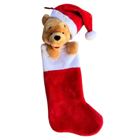Disney Winnie the Pooh Santa Hat Pooh Plush Head Stocking - Picture 2 of 7